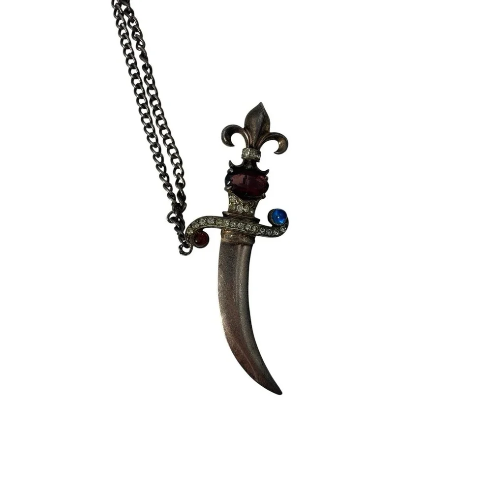 Vintage 1940s Urie Mandle Sterling Enamel‎ Dagger & Sheath Brooch Pin
